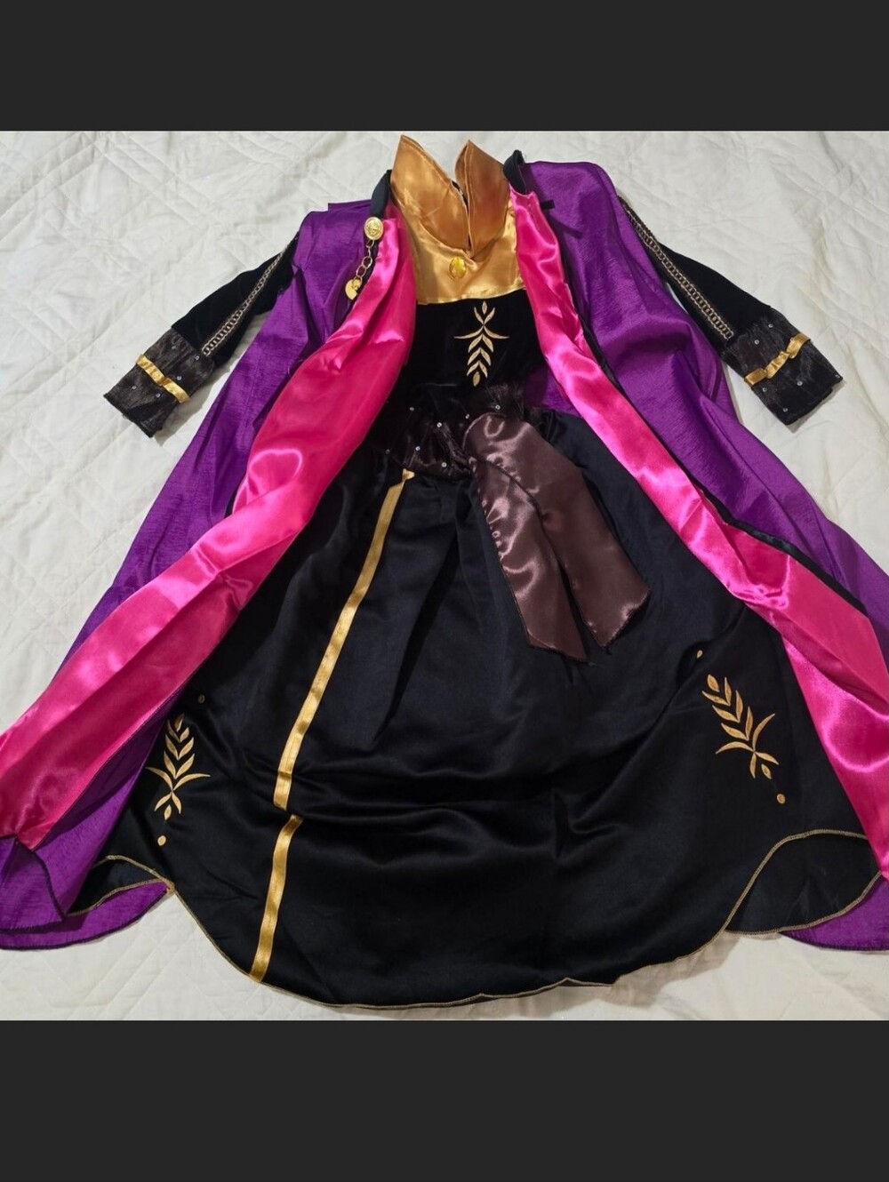 New Ana Princess Size 8 With Crinoline , Black Royal Costume with Gold Trim